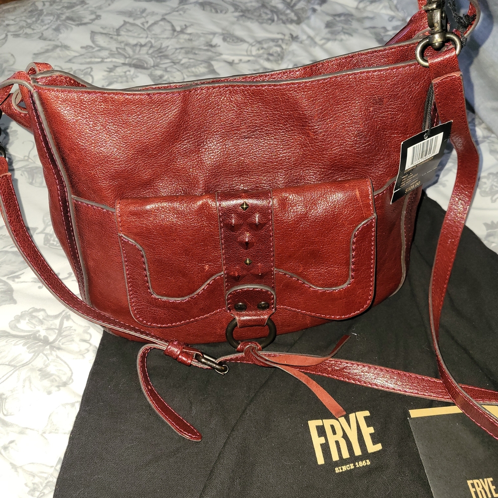 Frye Deep Red Leather Corrine Crossbody/shoulder Bag.